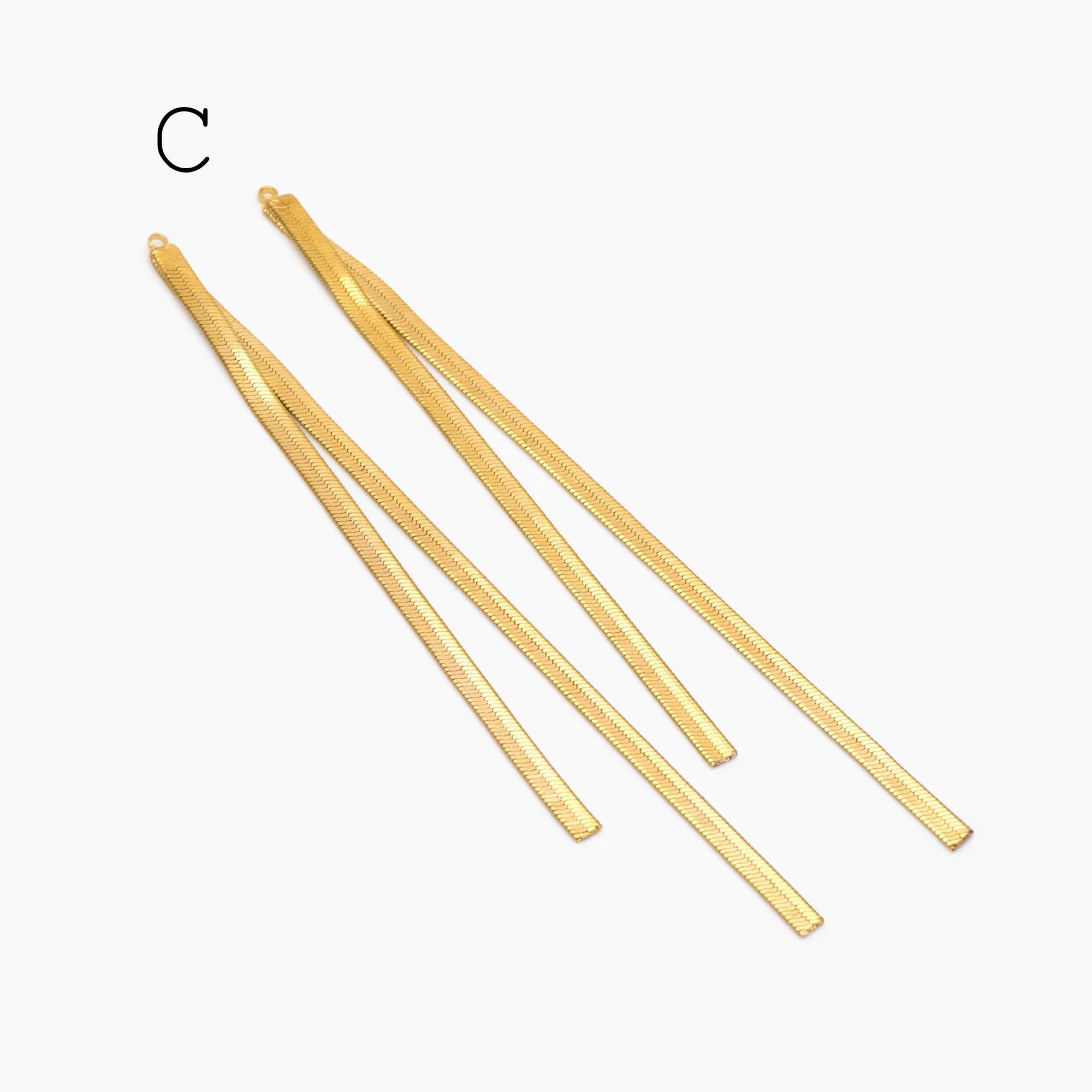 4pcs Chain Tassel Charms, Gold/ Rhodium plated Brass, Tassel Earring Components (GB-3523)